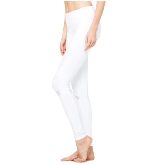 ALO Yoga White Mid-Rise Moto Leggings - Picture 3 of 12